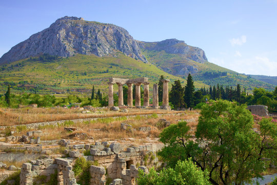 Temple of Apollo, Corinth, The Peloponnese, Greece, Southern Europe