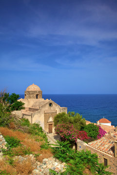 Aghios Nikolaos and Panaghia Chrisaffitisa, Monemvasia, Laconia, The Peloponnese, Greece, Southern Europe