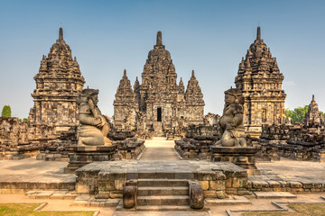 Exterior view of Sewu Temple in Indonesia
