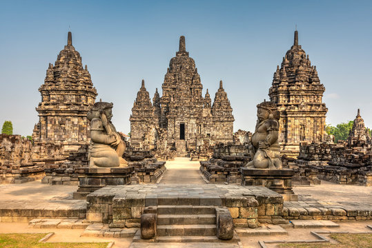 Exterior view of Sewu Temple in Indonesia