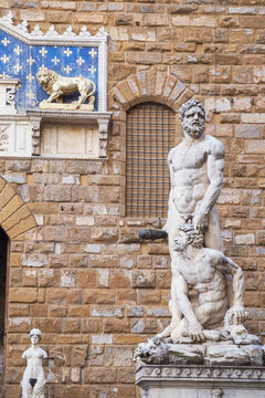 Statues of Hercules and Cacus by Bandinelli, Florence, Tuscany, Italy, Europe