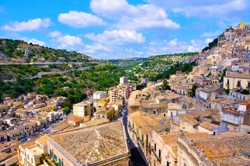 panorama of modica seen from the bell tower of San Giorgio sicily italy
