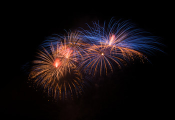 Colorful fireworks in dark sky during fireworks show	
