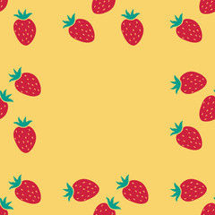 Frame with strawberry. Fruit background. Vector illustration.