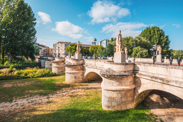 Spain, Castile and Leon, Burgos. The 13th-century the bridge (Puente) of San Pablo.