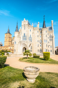 Spain, Castile and Leon, Astorga. The Episcopal Palace of Astorga designed by Antoni Gaudi.