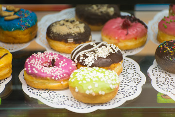 three doughnuts on the counter closeup
