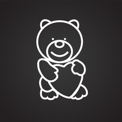 Bear with heart thin line on black background icon