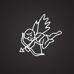 Cupid thin line on black background icon