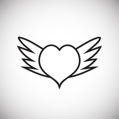 Heart with wings thin line on white background icon