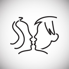 Kiss thin line on white background icon
