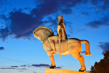 Statue of King Vakhtang Gorgasali (6th century) founder of Tbilisi, Georgia. Caucasus