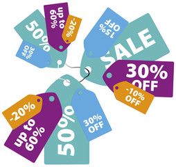 Colorful sale tags design set