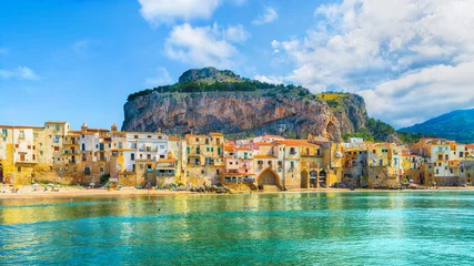 Fotobehang Cefalu, medieval village of Sicily island, Province of Palermo, Italy © Serenity-H