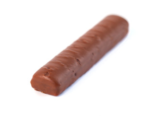 chocolate stick with caramel on a white background