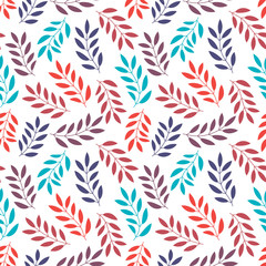 Floral seamless pattern with branches and leaves. Vector illustration.