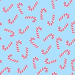Christmas lollipop. Festive treat. Candy cane seamless pattern for wrapping gifts for the New Year.