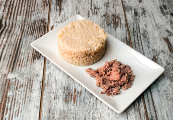 White rice served on a plate