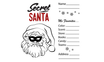 sketch of santa claus face secret santa engraving style hand drawn illustration 