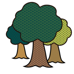 Tree in a pop art style isolated on white background