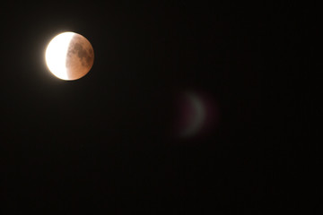 July 27, 2018 is the longest lunar eclipse of the century. Lunar eclipse in the black night sky