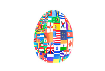 Easter egg with flags all countries of world