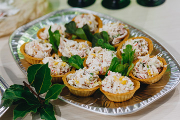 Delicious canapes as event dish in luxary restaurant.