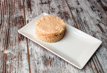 White rice served on a plate