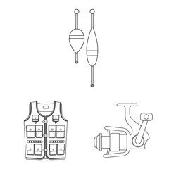 Vector design of fish and fishing icon. Collection of fish and equipment stock vector illustration.