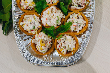 Delicious canapes as event dish in luxary restaurant.