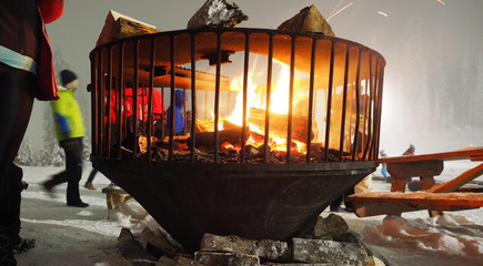 Fototapeta na wymiar Flame of healing. Fire and fireplace.