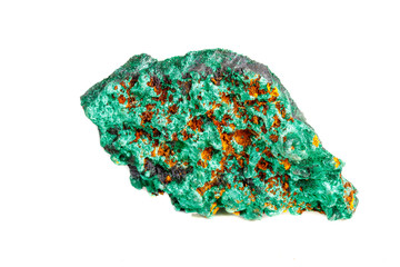 Macro mineral stone plisoviy, plush, satin malachite on a white background