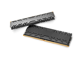 Ram DDR4 memory modules isolated on a white background.