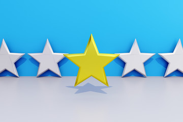 VIP concept. Golden star as a symbol for a favorite or the best. 3d rendering