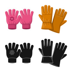 Isolated object of glove and winter symbol. Collection of glove and equipment stock vector illustration.