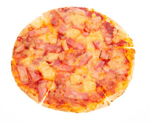 Hawaiian pizza isolated on white background