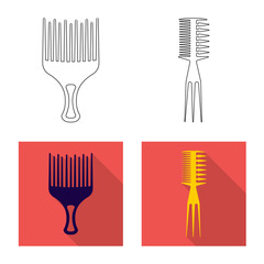 Vector design of brush and hair icon. Set of brush and hairbrush stock vector illustration.