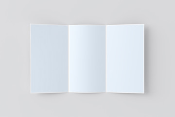 Blank white trifold booklet, paper prospect mockup