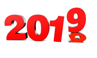 Red New Year 2019 and past Year 2018