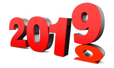 Red New Year 2019 and past Year 2018