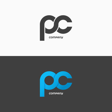 PC letters logo. Letter P and letter C icon set vector background