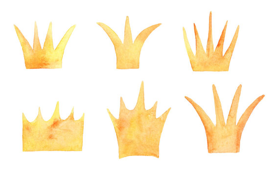 Set of watercolor crowns.