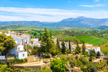 Fototapeta na wymiar White houses in Ronda village in spring, Andalusia, Spain