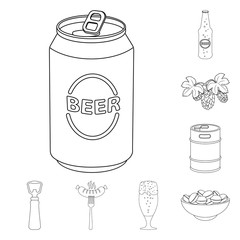 Vector illustration of pub and bar icon. Set of pub and interior vector icon for stock.