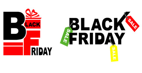 Set of vector illustrations for Black Friday sale.