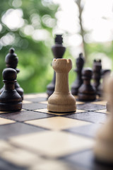 Rook chess figure on a playing board