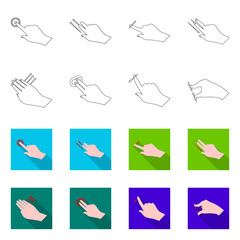 Vector design of touchscreen and hand logo. Set of touchscreen and touch stock symbol for web.