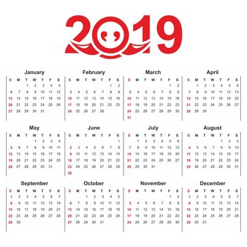 2019 Calendar template