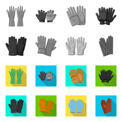 Vector illustration of glove and winter icon. Collection of glove and equipment stock vector illustration.