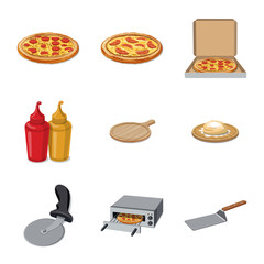 Isolated object of pizza and food symbol. Set of pizza and italy stock symbol for web.